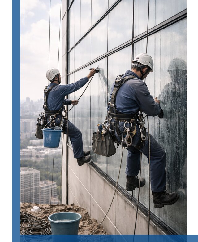 Профессиональная мойка фасадных окон альпинистами в Клине