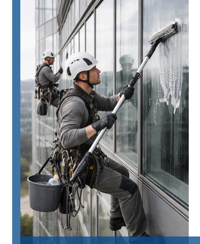 Высотная мойка сплошного остекления с выездом в Клине