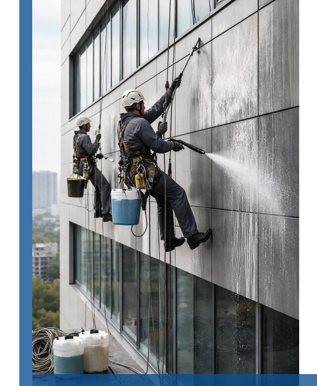 Профессиональная мойка вентилируемых фасадов в Клине