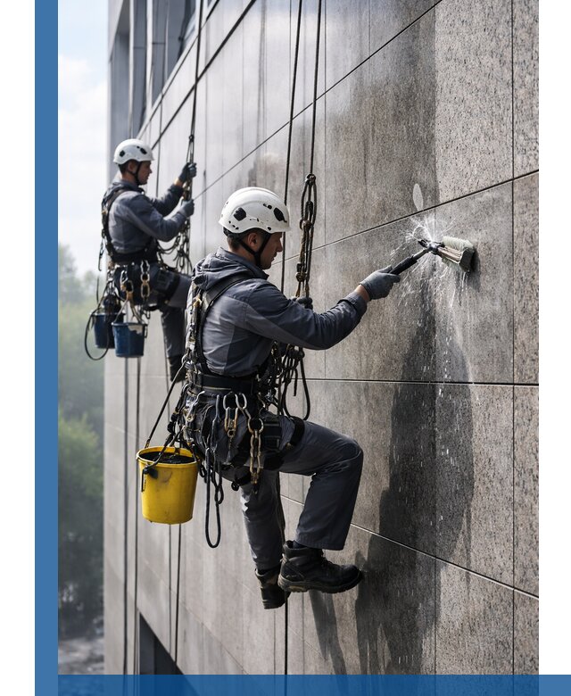 Профессиональная мойка фасада из керамогранита в Клине