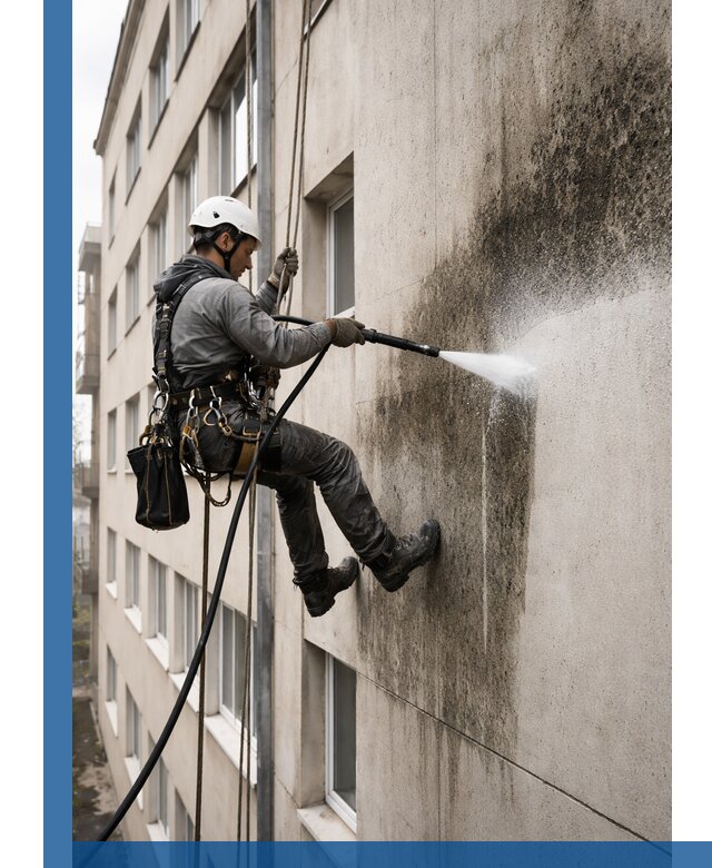 Профессиональная очистка фасадов от плесени в Клине