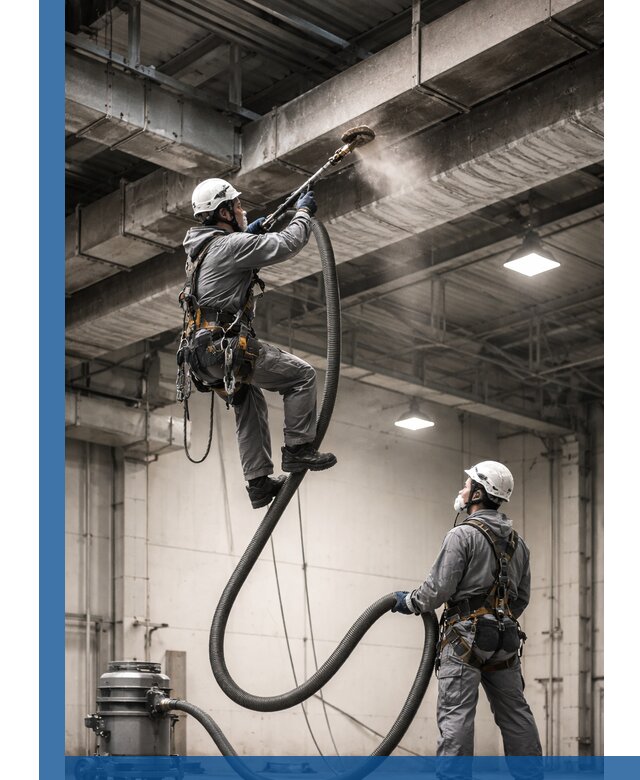 Обеспыливание потолочных конструкций в Клине промышленным альпинизмом