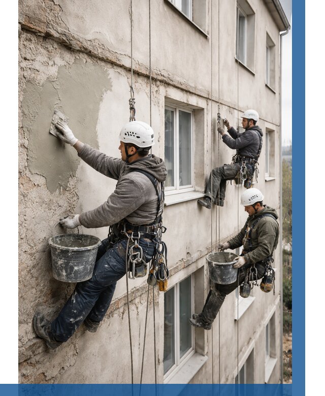 Ремонт штукатурного фасада в Клине от 768 р. под ключ | ВЫСОТНИК-Кли