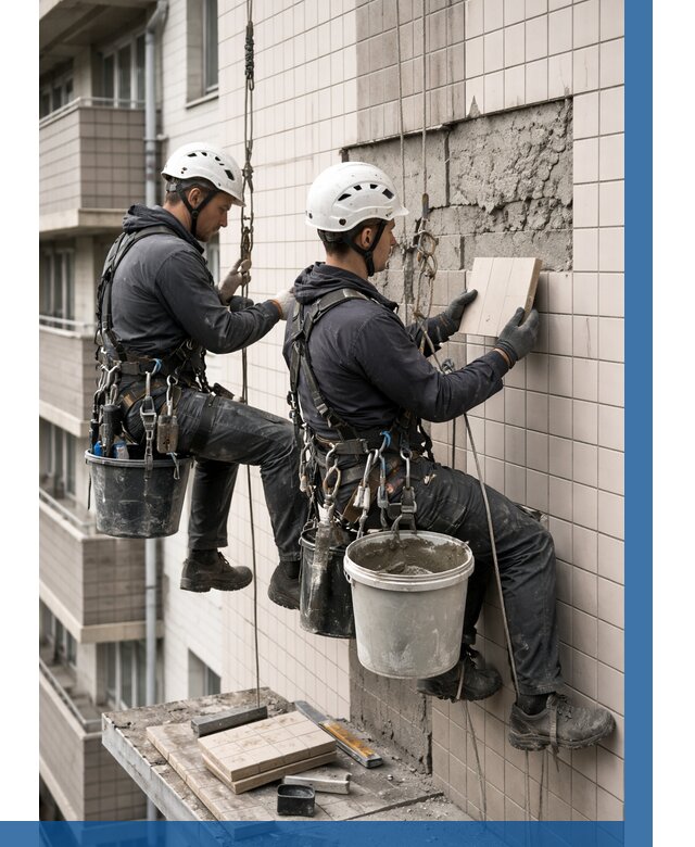 Ремонт облицовки фасада плиткой в Клине от 1844 р. | ВЫСОТНИК-Кли