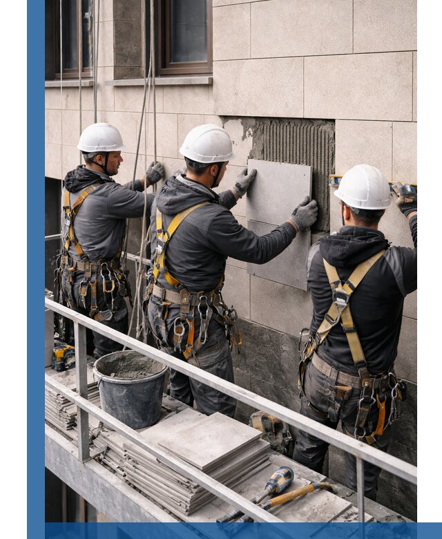 Ремонт облицовки фасада плиткой в Клине с гарантией