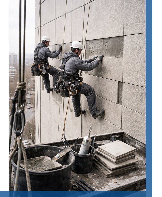 Ремонт фасада из керамогранита в Клине от 2561 р. | ВЫСОТНИК-Кли