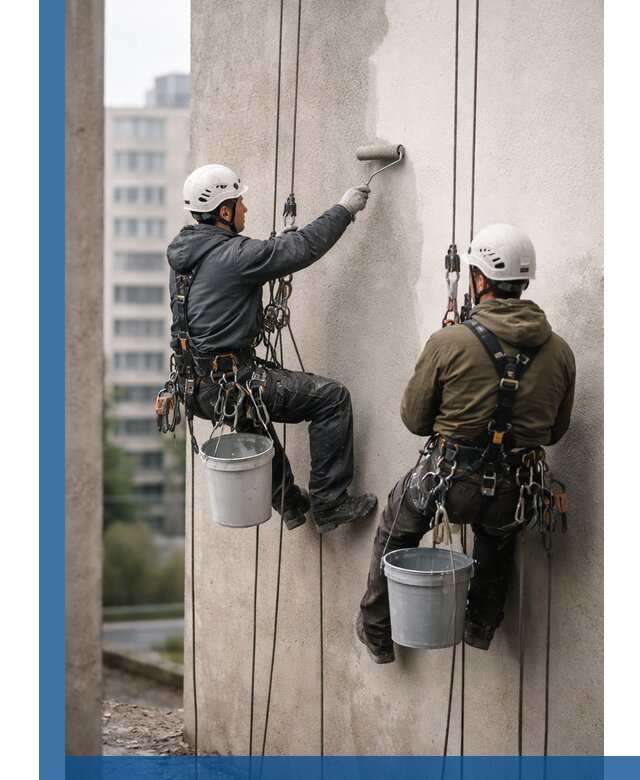 Покраска фасадов высотными альпинистами в Клине с гарантией