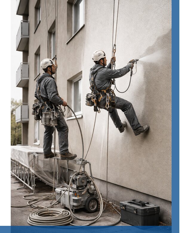 Безвоздушная покраска фасада в Клине от 225 р/м² | ВЫСОТНИК-Кли