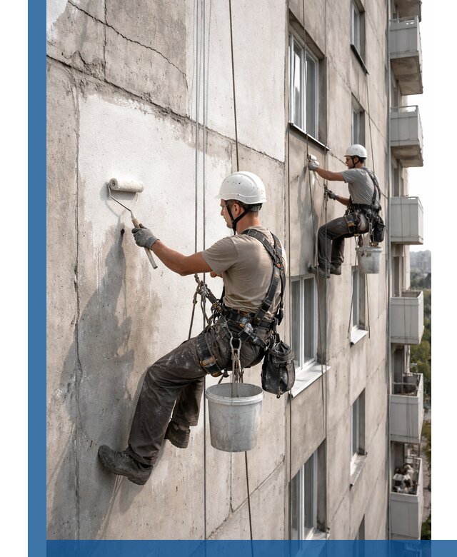 Покраска бетонного фасада в Клине для жилых и промышленных объектов