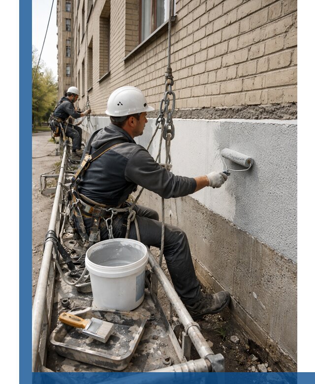 Окраска цоколя здания в Клине профессионально и надежно