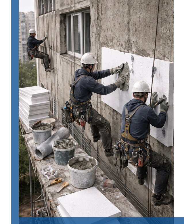 Утепление фасада пенополистиролом в Клине под ключ