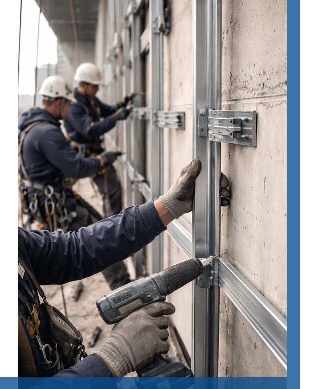 Монтаж подсистемы вентфасада в Клине от 871 р. | ВЫСОТНИК-Кли