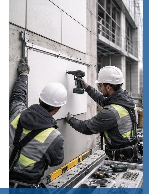 Монтаж композитных панелей фасада в Клине от 2561 р. | ВЫСОТНИК-Кли