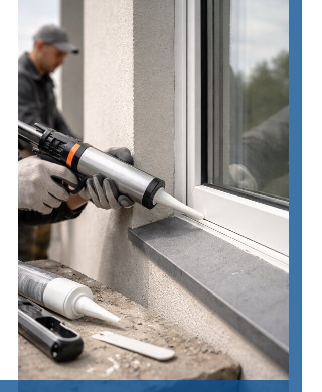 Герметизация монтажных швов окон в Клине от 666 р. | ВЫСОТНИК-Кли