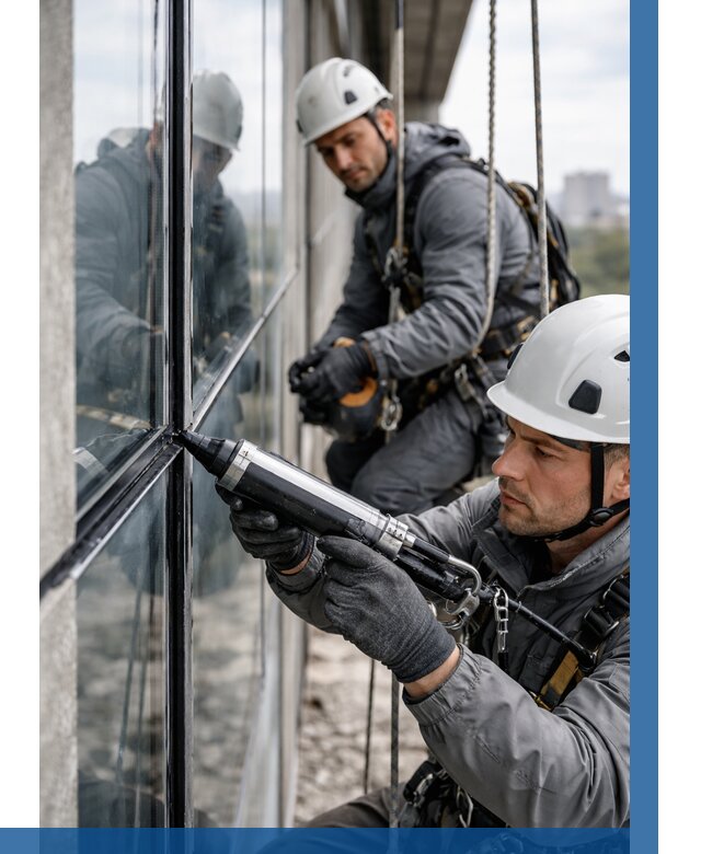 Герметизация витражных швов в Клине от 666 р. | ВЫСОТНИК-Кли