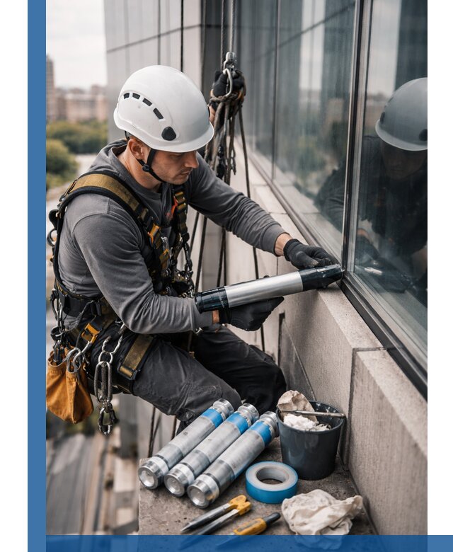 Герметизация стыков витража в Клине для герметичных фасадов