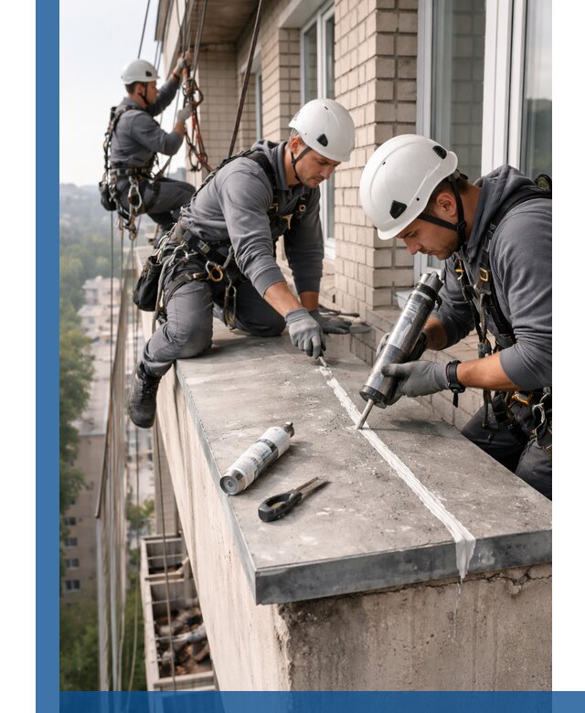 Герметизация балконного козырька в Клине профессионально