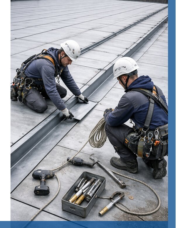 Ремонт фальцевой кровли в Клине от 717 р. | ВЫСОТНИК-Кли