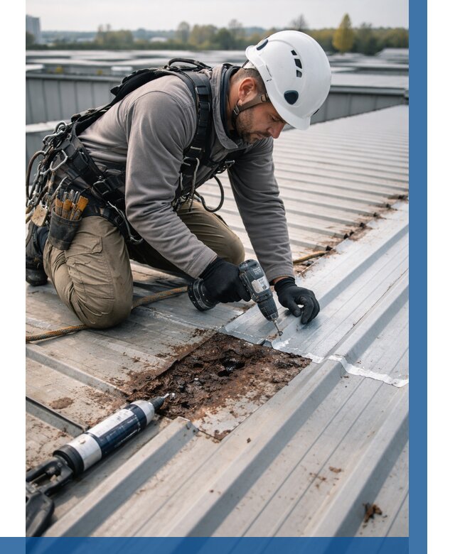 Ремонт профнастила на кровле в Клине от 717 р. | ВЫСОТНИК-Кли