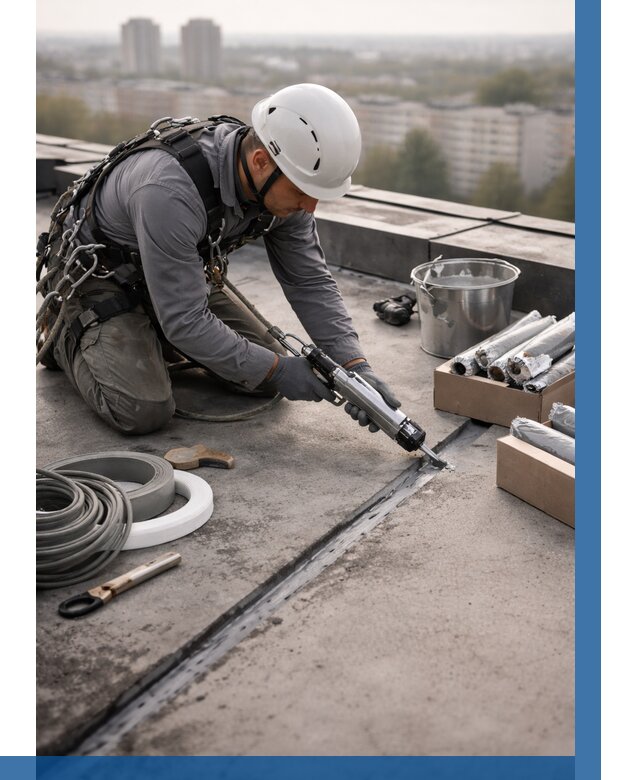 Герметизация швов кровли в Клине от 461 р./м2 | ВЫСОТНИК-Кли