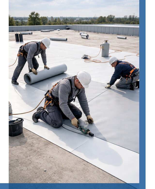 Монтаж мембранной кровли под ключ в Клине от 1229 р. | ВЫСОТНИК-Кли