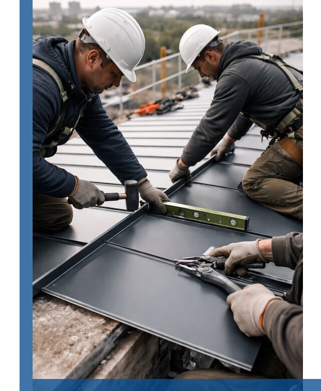 Монтаж фальцевой кровли в Клине для промышленных зданий