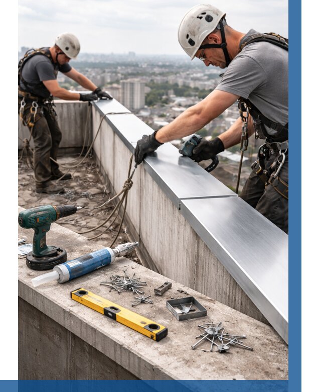 Монтаж парапетных крышек в Клине от 820 р. | ВЫСОТНИК-Кли