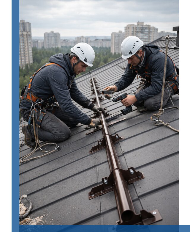 Монтаж снегозадержателей на кровле зданий в Клине под ключ