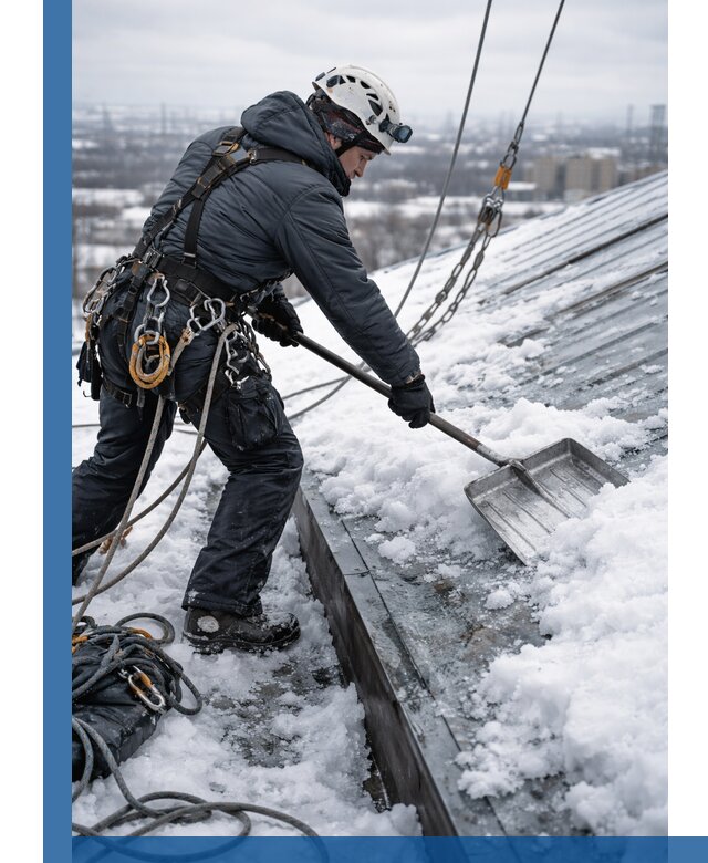 Профессиональная очистка кровли от снега и наледи в Клине