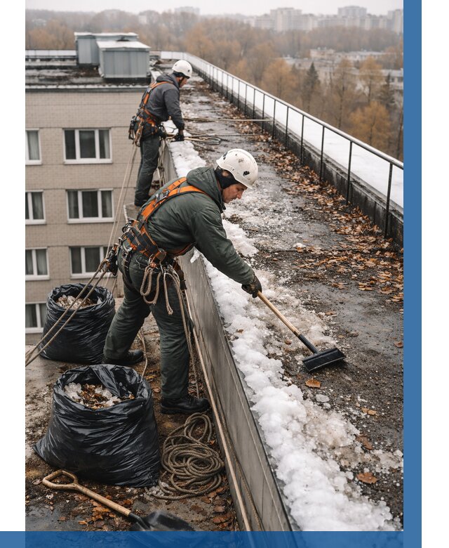 Очистка кровли по периметру в Клине от 563 р. | ВЫСОТНИК-Кли