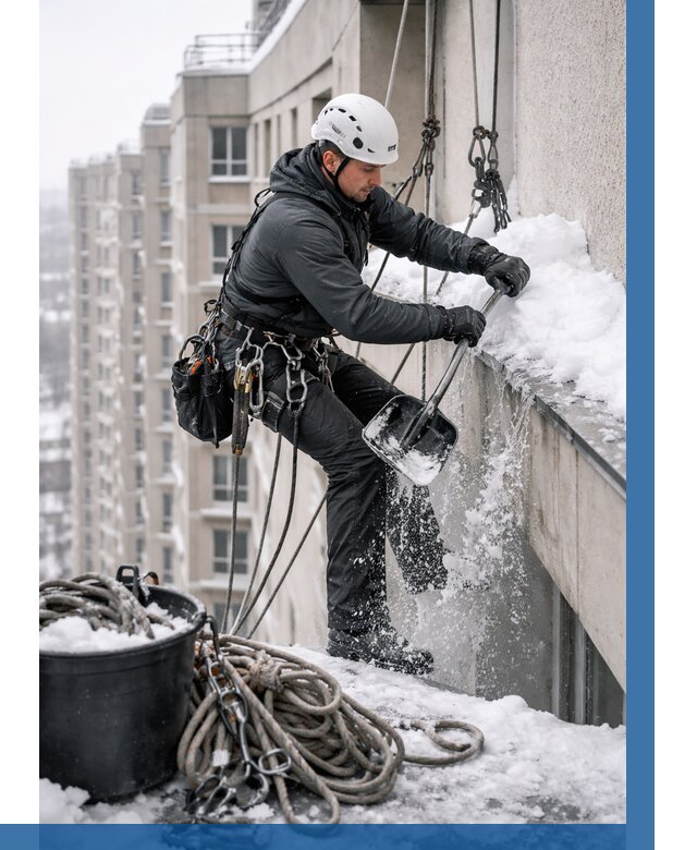 Очистка карнизов от снега в Клине от 307 р. | ВЫСОТНИК-Кли