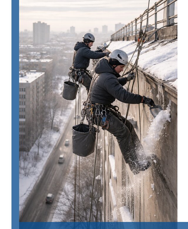 Очистка карнизов от снега в Клине профессионально и безопасно