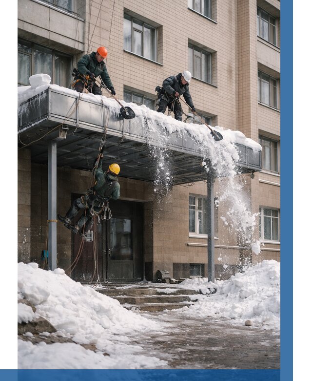 Очистка козырьков от снега в Клине от 3586 р. | ВЫСОТНИК-Кли