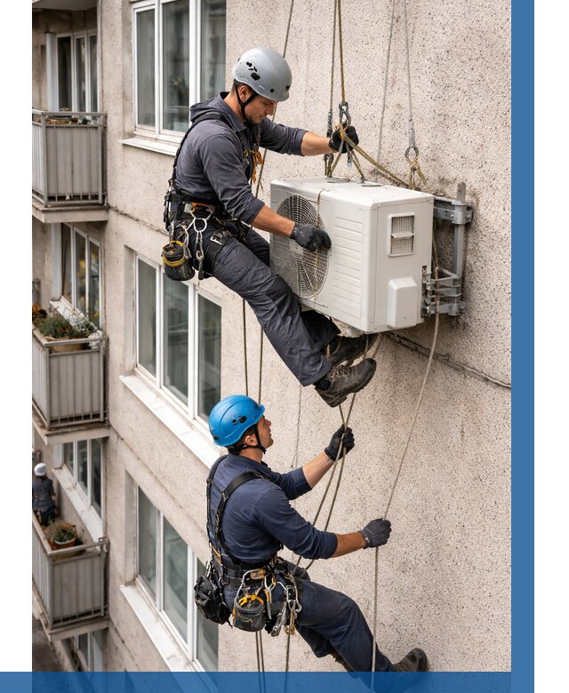 Перенос внешнего блока кондиционера в Клине от 9221 р.| ВЫСОТНИК-Кли