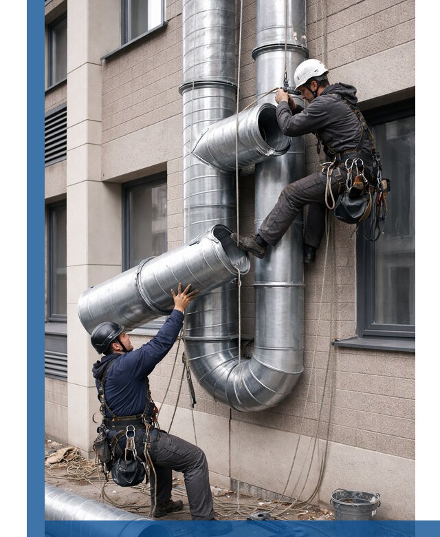 Монтаж фасадных воздуховодов в Клине с герметизацией и крепежом