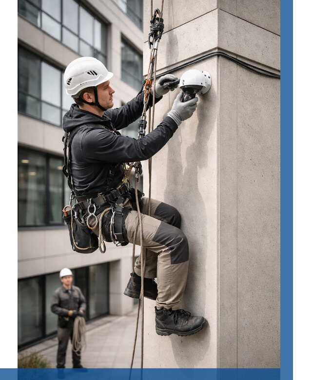 Монтаж камер видеонаблюдения на фасаде в Клине от 8708 р.-ВЫСОТНИК-Кли