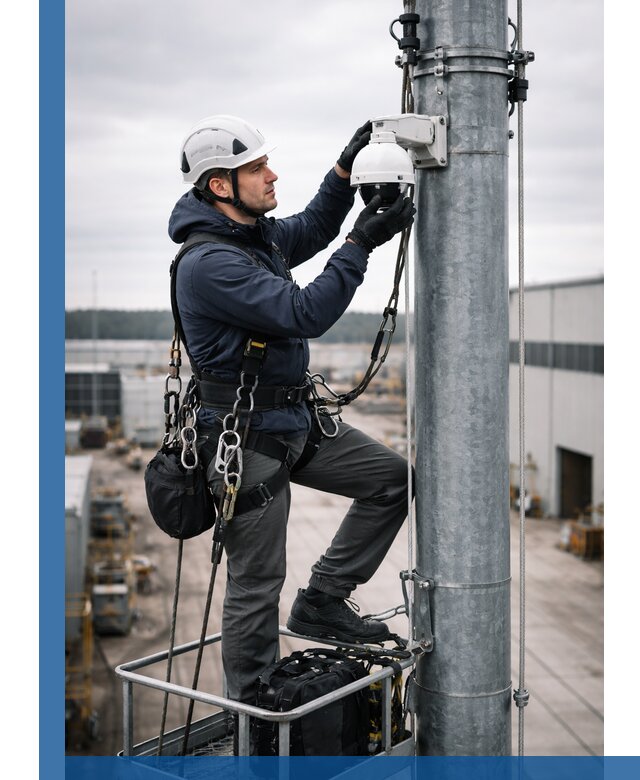 Профессиональная установка видеокамер на мачте в Клине