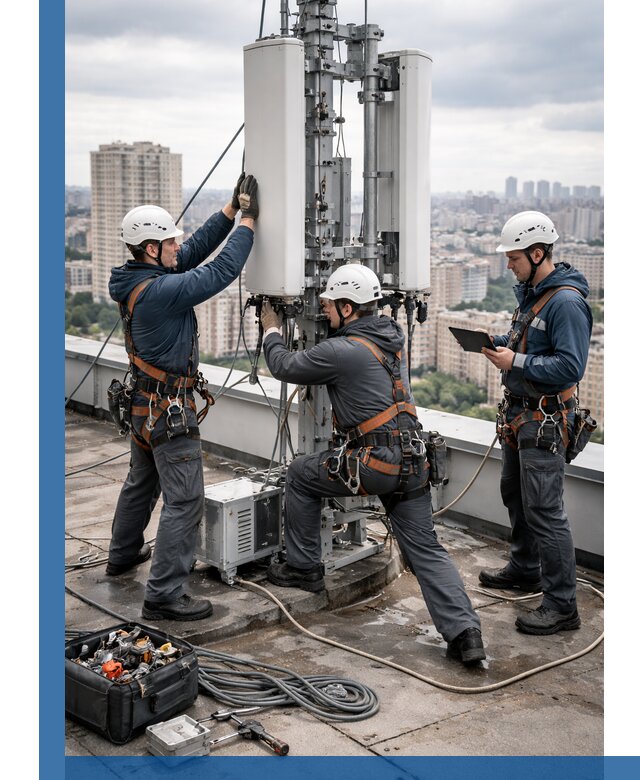 Монтаж антенн связи на крыше в Клине с вводом в эксплуатацию