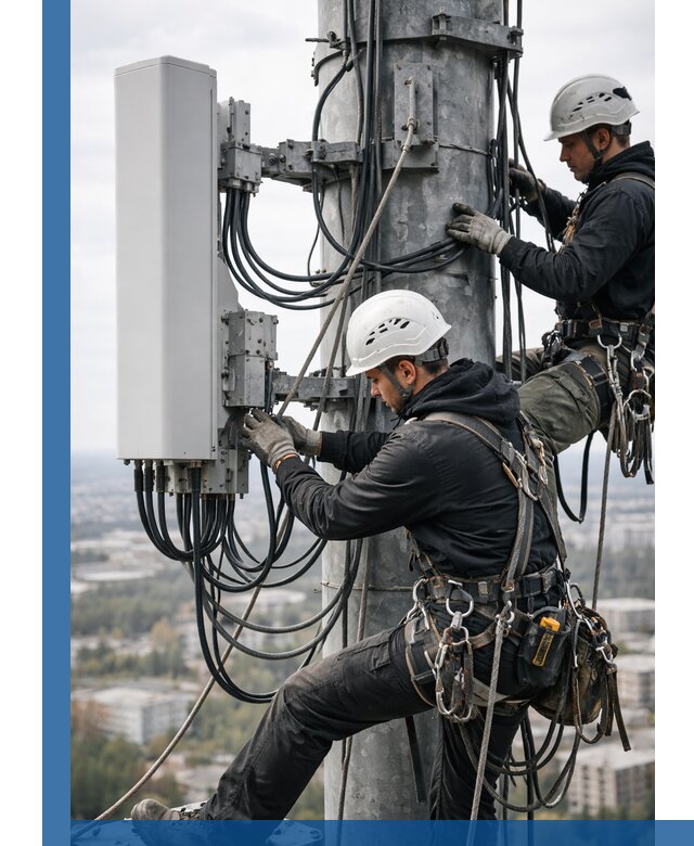 Монтаж оборудования связи на мачте в Клине с пусконаладкой