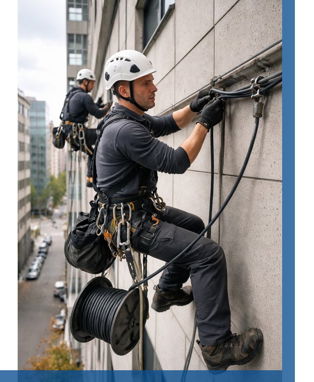 Прокладка кабеля по фасаду в Клине от 359 р. | ВЫСОТНИК-Кли