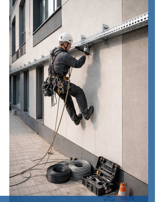 Монтаж кабельных лотков на фасаде в Клине от 1229 р. | ВЫСОТНИК-Кли