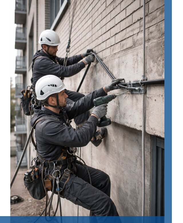 Крепление кабеля на фасаде в Клине от 359 р. | ВЫСОТНИК-Кли