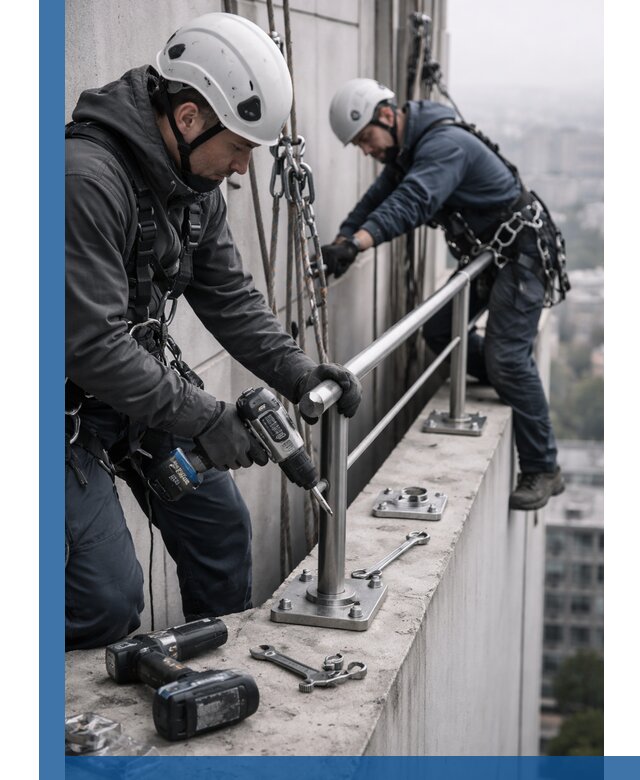 Монтаж перил на высоте в Клине для жилых и промобъектов