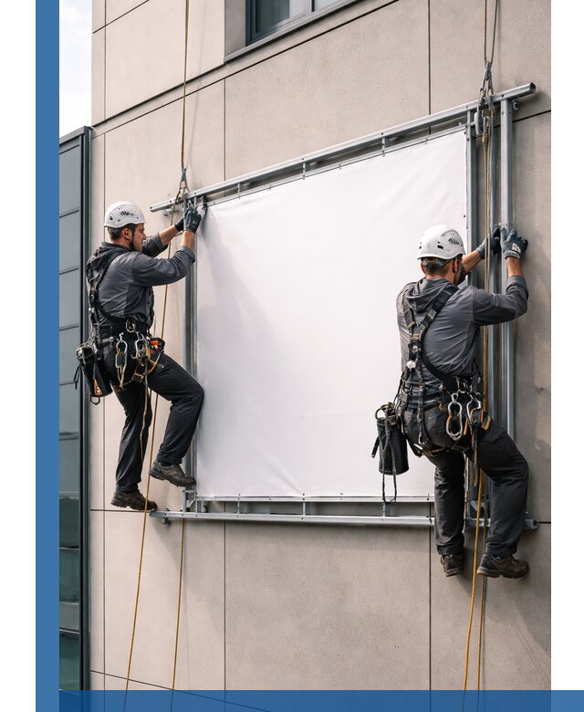 Монтаж наружной рекламной вывески в Клине под ключ