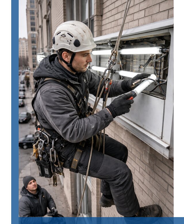 Профессиональная замена ламп в наружной вывеске в Клине