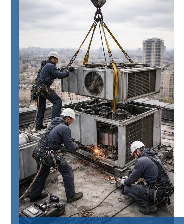 Демонтаж крышной установки в Клине любой сложности