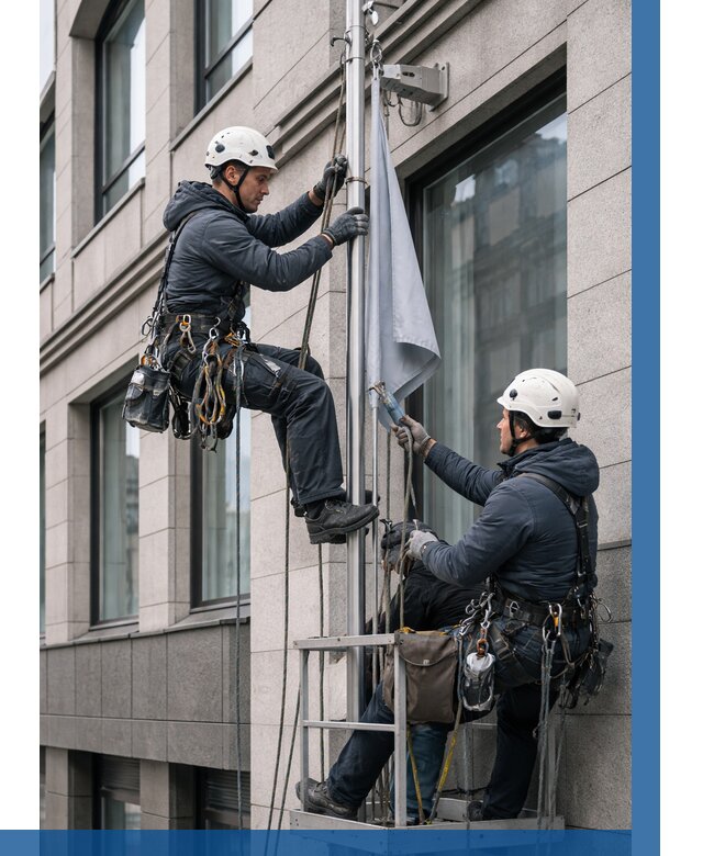 Установка флагов на фасаде в Клине от 4610 р. | ВЫСОТНИК-Кли