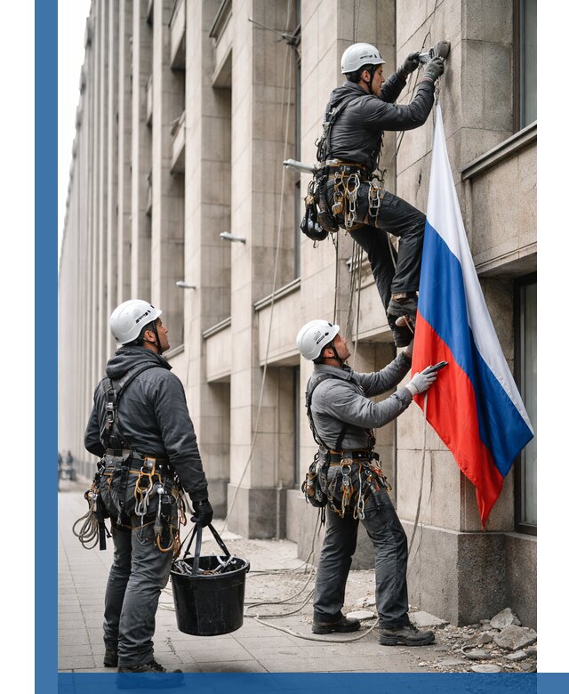 Профессиональная установка флагов на фасаде в Клине