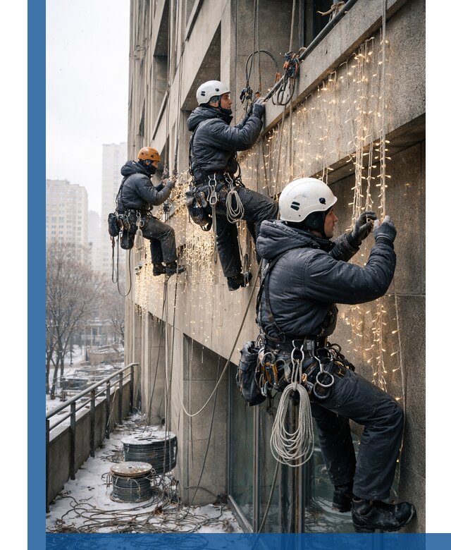 Монтаж новогодней иллюминации и украшение фасадов в Клине