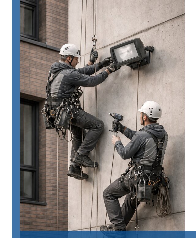 Профессиональный монтаж фасадных прожекторов в Клине под ключ